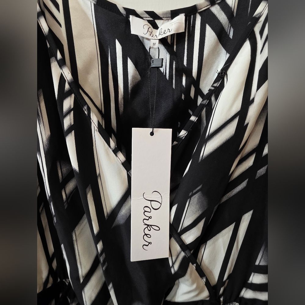 NWT Parker Jumpsuit with a black and white abstract pattern Size MEDIUM - Picture 7 of 13